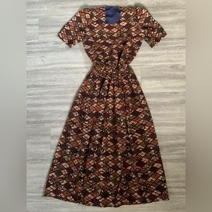 Brown Patterned Handmade Dress